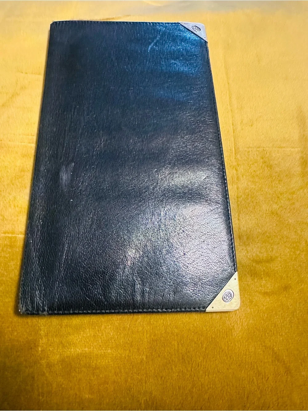 Gucci Black Leather Wallet with Gold Corner Hardware